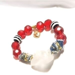 Denim Cherry Icy Rock Twisted Stacker Bangle Bracelet